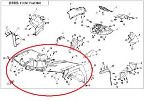 Predný plast (CFMOTO GLADIATOR X850, X1000 čierny) (9AWA-041021-0B300)